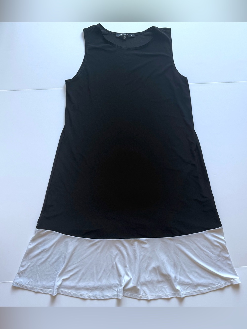 Nik and Nash Black White Colorblock Sleeveless Midi Dress Small USA